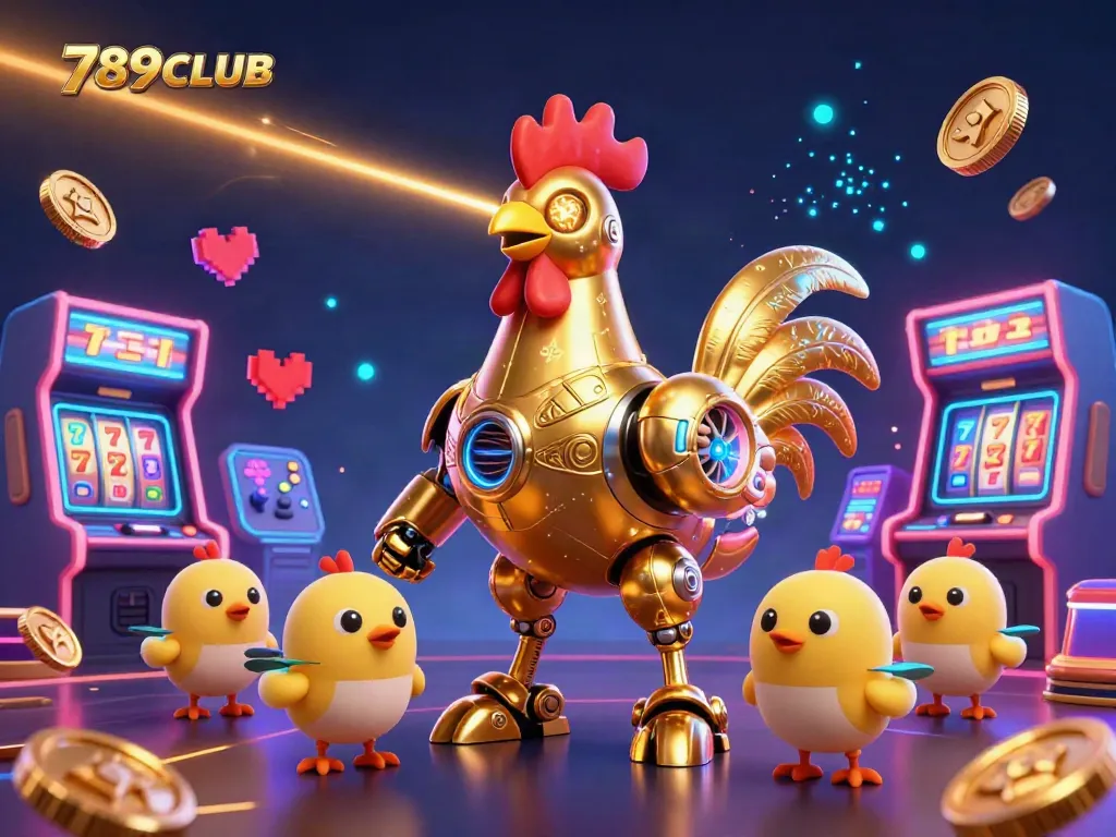 Engage with 789CLUB's vibrant casino atmosphere featuring dynamic gaming action and colorful arcade machines.