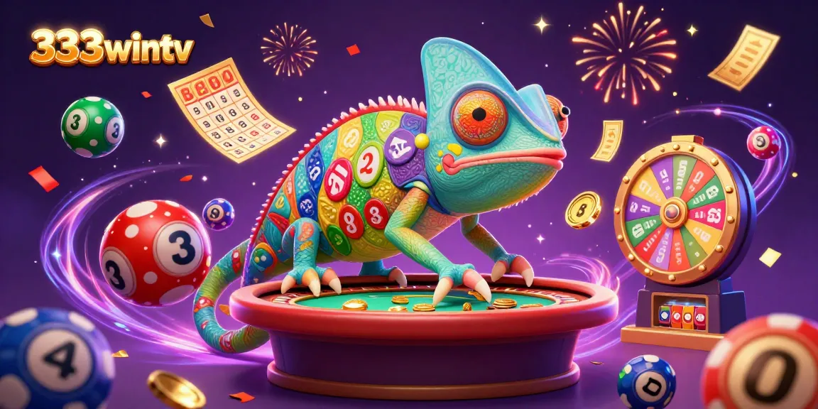Experience the vibrant world of 333wintv, where a chameleon casino owner brings excitement with colorful lottery elements.