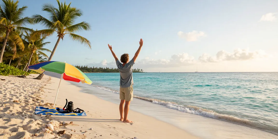 Traveler enjoying the serene rokok88 experience at a Bahamian beach