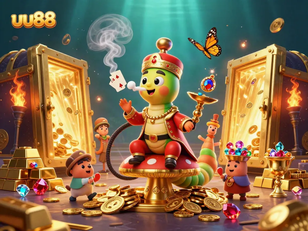 Experience thrilling gameplay with uu88 in this vibrant 3D illustration featuring dynamic casino elements.