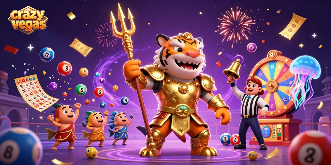 Experience thrilling gameplay with crazyvegas as the tiger shark battles in a vibrant underwater colosseum.
