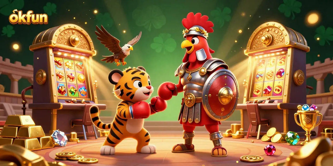 Experience the thrill of okfun with vibrant characters and dynamic gaming elements in this engaging illustration.