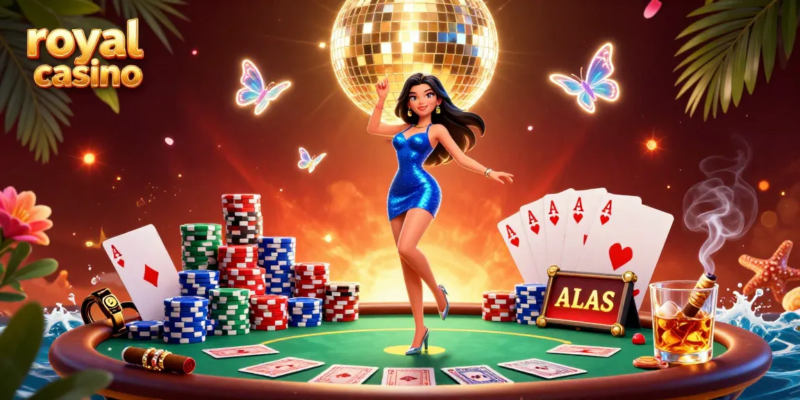 Engage in thrilling gameplay with royal x casino featuring a glamorous dancer and vibrant casino elements.