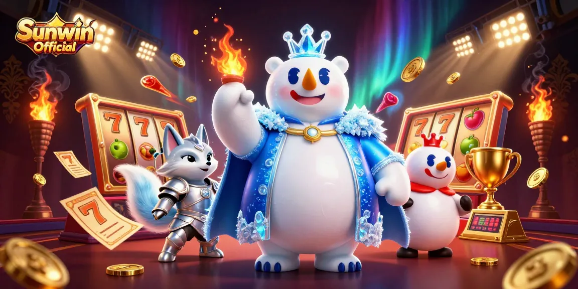 Engage in thrilling slots with Sunwin Official featuring a dynamic 3D polar bear and snow fox.