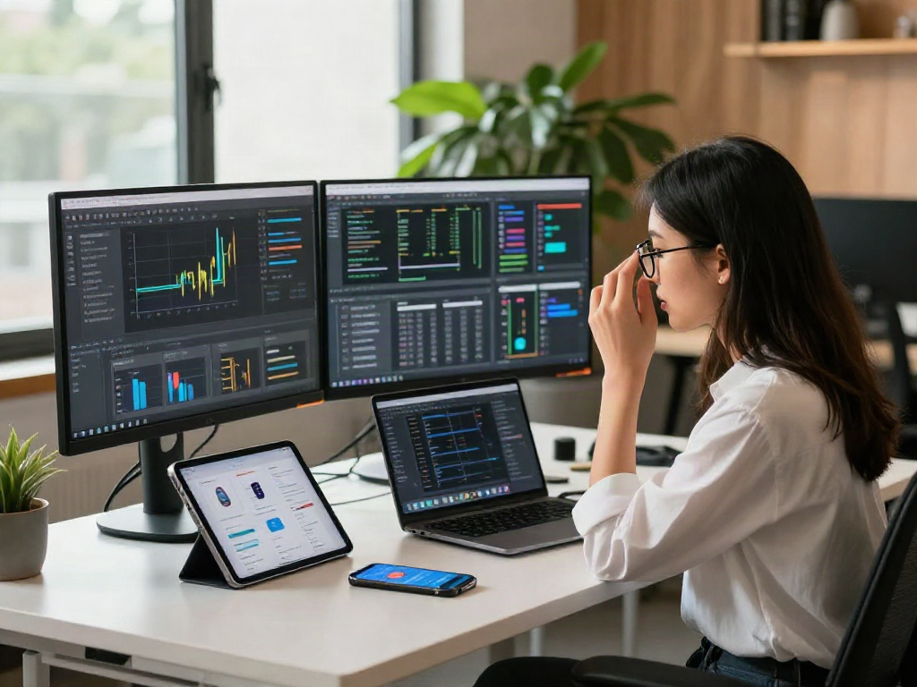 crush on innovative tech solutions in a modern workspace with dual monitors