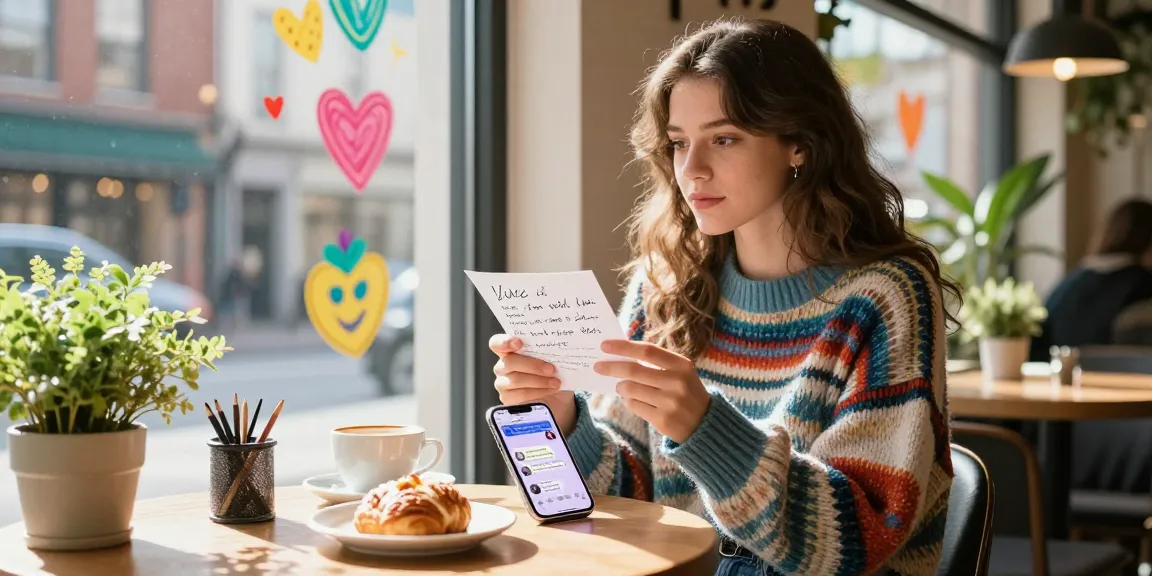 Young woman daydreaming about her crush on a sunny café afternoon.