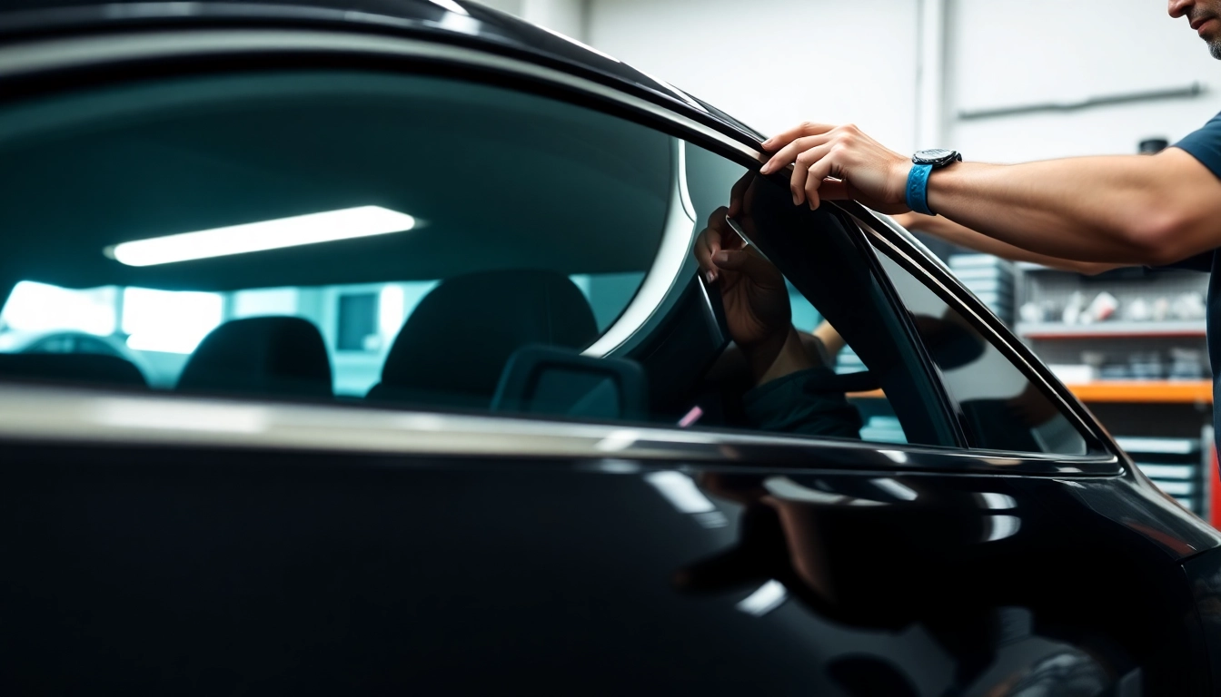 Get auto window tint near me with a professional installation at a modern workshop.