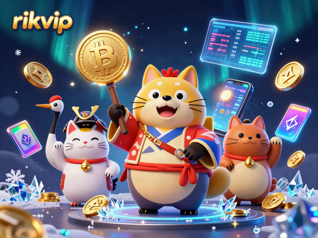Experience rikvip's vibrant gaming scene featuring lucky symbols and cryptocurrency elements for bettors.