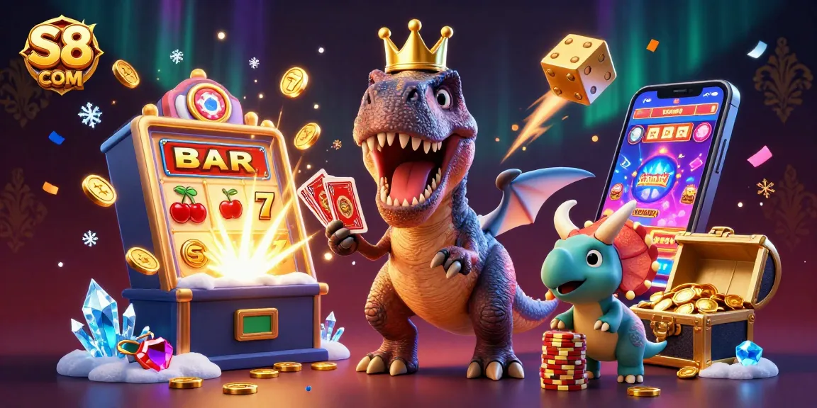 Spin the reels at S8 COM with a T-Rex dealer and thrilling jackpot action.