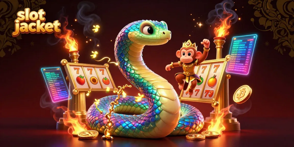 Engage with the vibrant slot jackpot scene featuring a rainbow serpent and a playful monkey king.