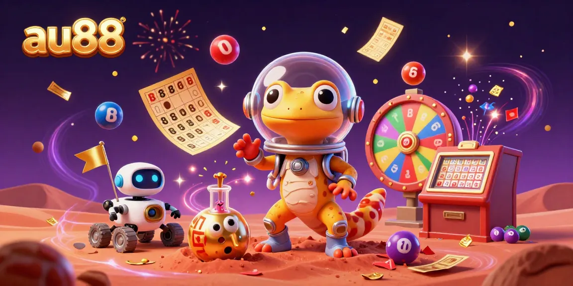 Experience the thrill of au88 with alien characters celebrating amidst vibrant casino elements.
