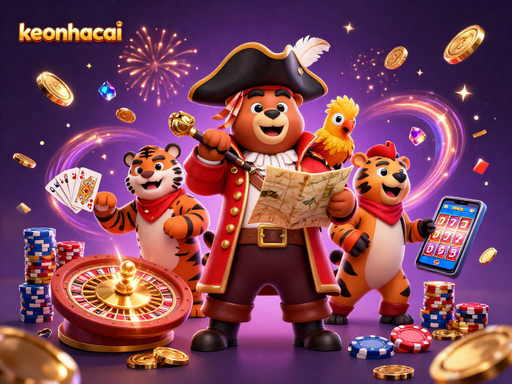 Experience winning excitement with keonhacai in a mesmerizing pirate-themed casino scene.