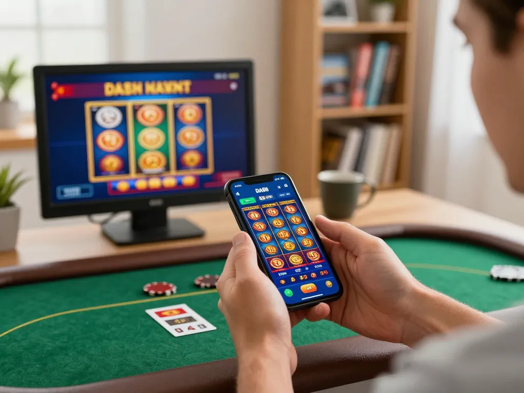 Engaging mobile gaming session with DA88 app on smartphone, showcasing casino gameplay.