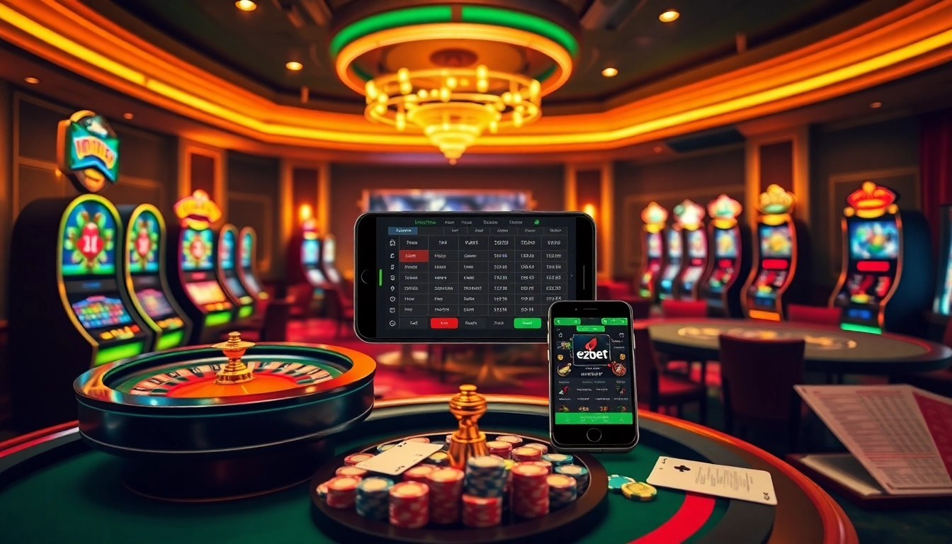 Experience thrilling gameplay at e2bet with vibrant casino visuals showcasing exciting games and betting options.