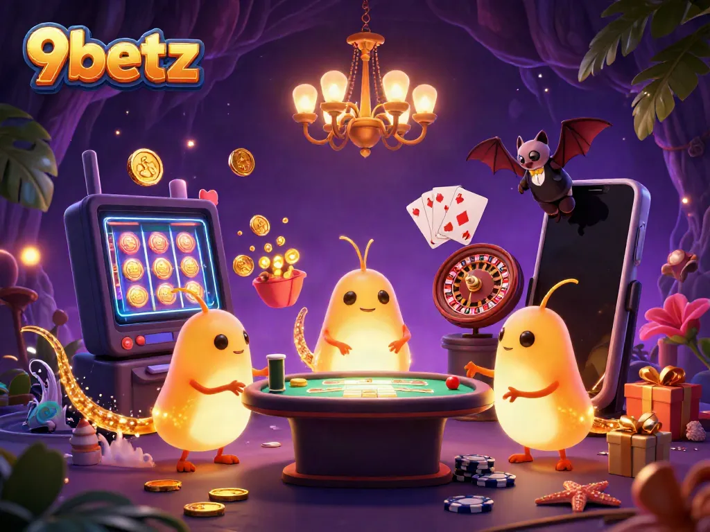 Engage with 9betz and experience a vibrant cave casino with glowworms lighting up the game!