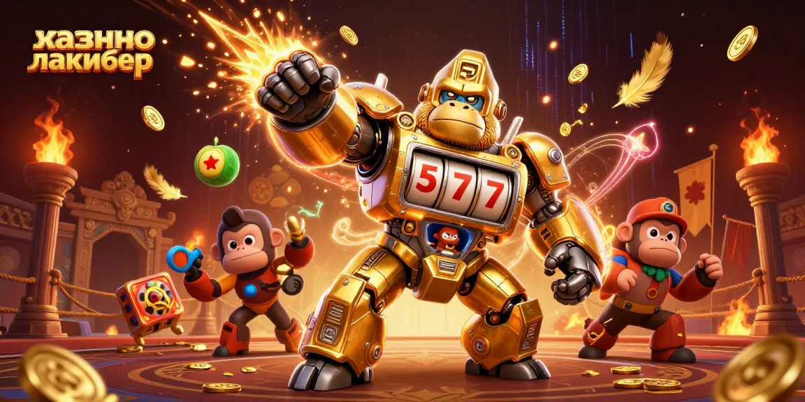 Experience the thrilling казино лакибир atmosphere with exploding coins and a vibrant gorilla mech!