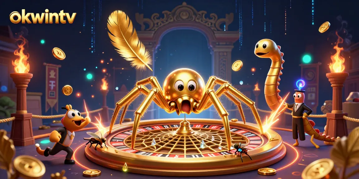 Experience thrilling betting with okwintv as a golden spider weaves a roulette-inspired web.