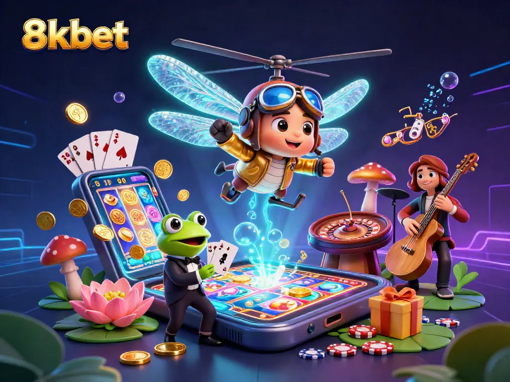 Experience thrilling gameplay at 8xbet, featuring dynamic casino scenes with unique characters.