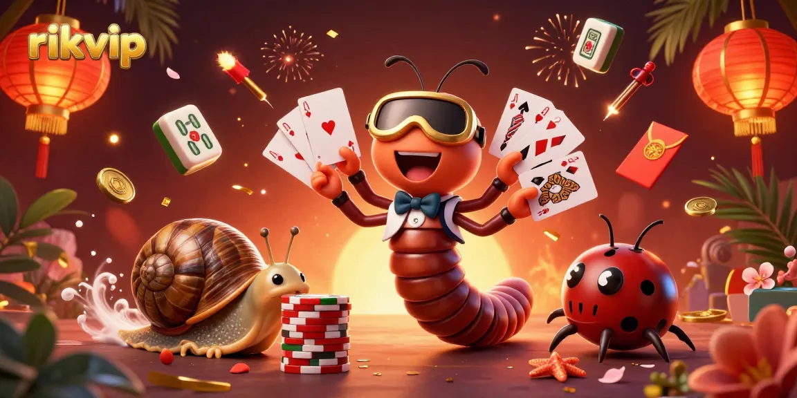 Experience the excitement of rikvip with a lively casino scene featuring a millipede dealer and dynamic game elements.