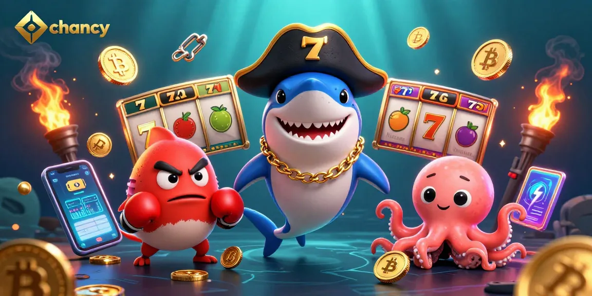 Experience the thrill of bonus buy slots at chagency with cartoon characters, Bitcoin coins, and vibrant casino elements.