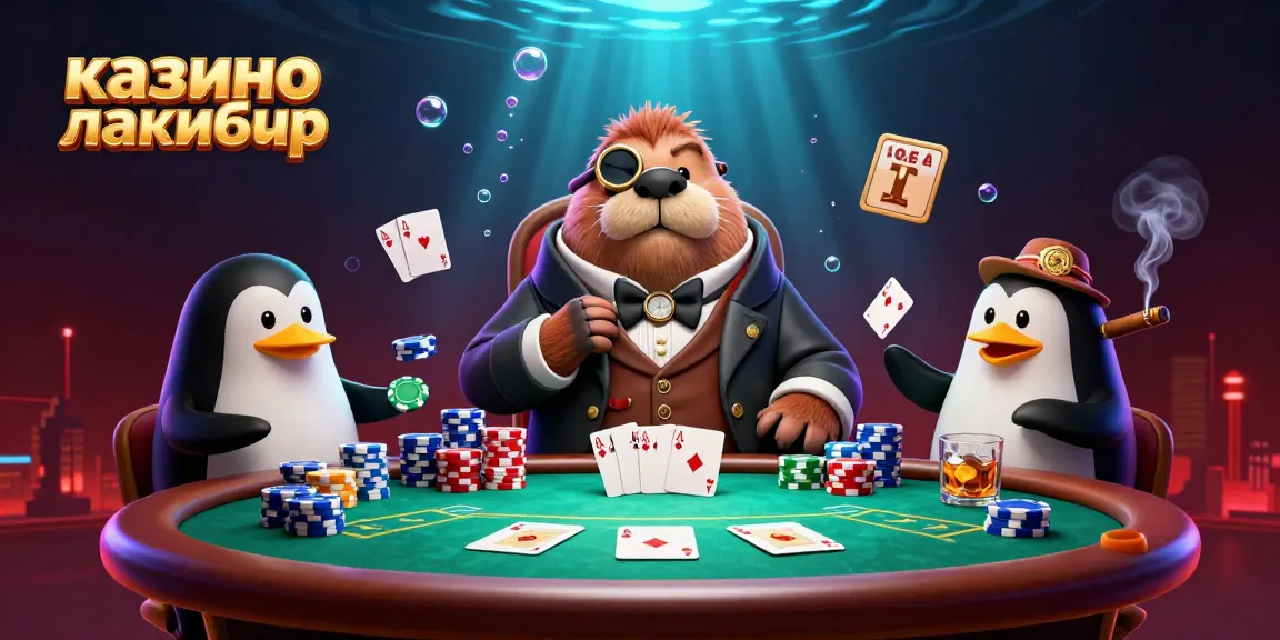 Experience the underwater poker excitement at казино лакибир with characters bluffing and vibrant game elements.