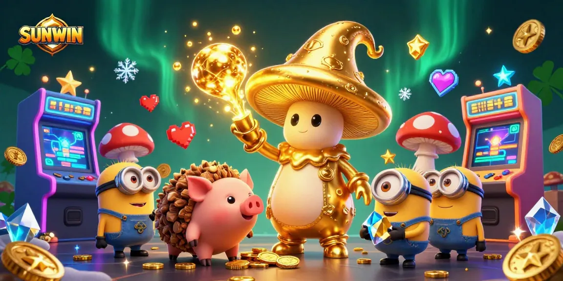 SUNWIN captivates players with vibrant 3D gaming magic and treasure-filled action in this illustration.