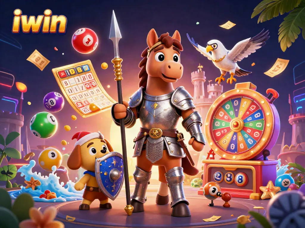 Engage with iwin's exciting dynamic scene featuring medieval characters in a vibrant casino setting.