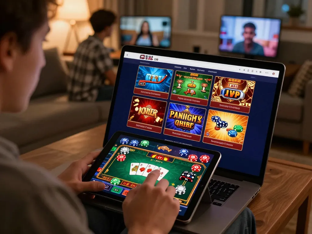 Enjoying online gaming at 23Win with friends in a cozy atmosphere