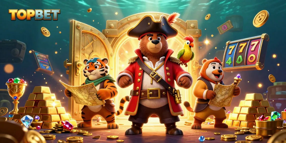 Experience thrilling gambling fun with TOPBET's slot games featuring pirates and treasures.