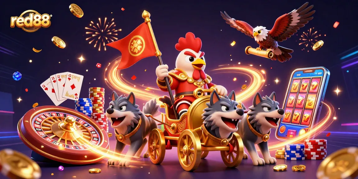 Bet on red88 with vibrant casino magic featuring a warlord and dynamic gameplay elements.