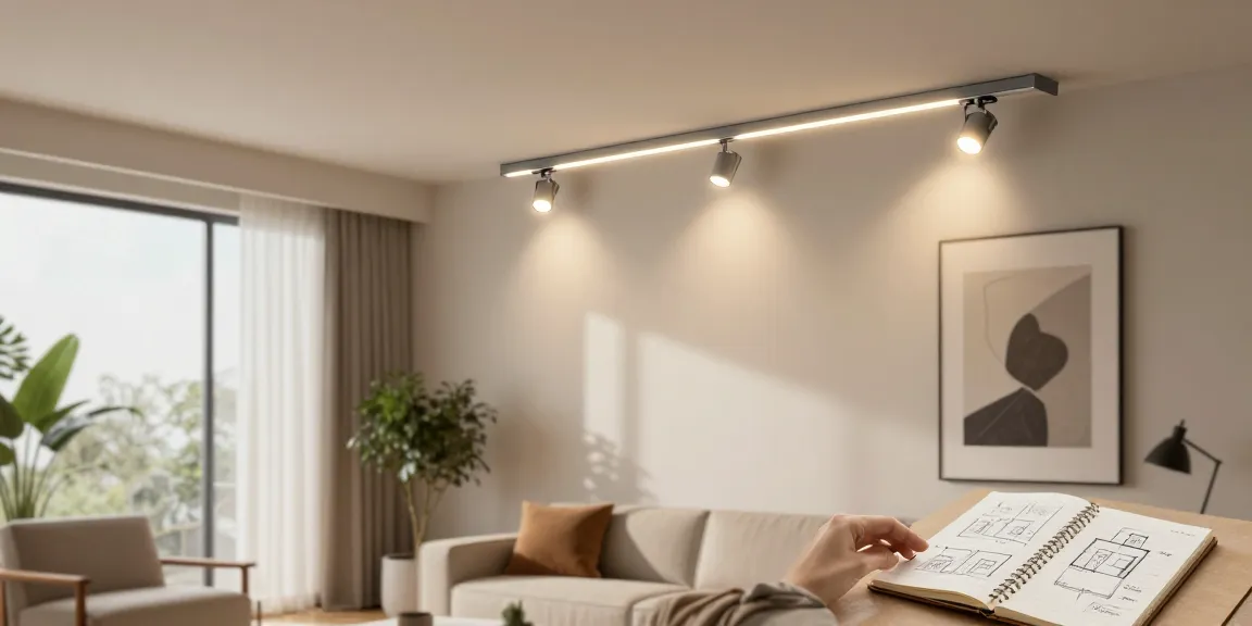 Iluminat modern cu sina magnetică în interior elegant, evidențiind flexibilitatea și estetica designului.
