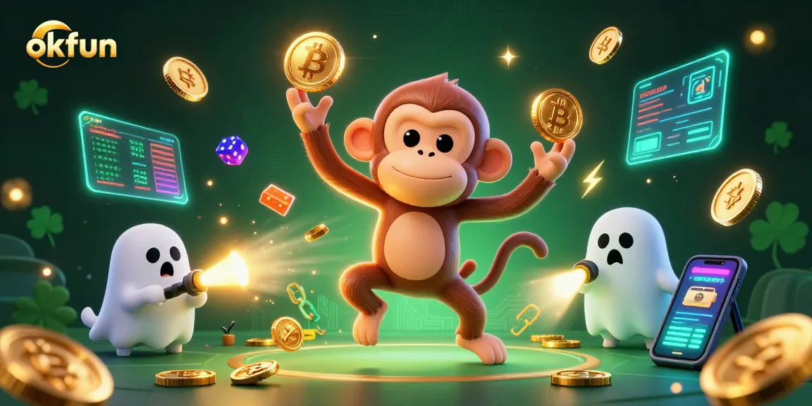 Experience thrilling gameplay with okfun as a playful, mischievous monkey juggles coins in a haunted casino