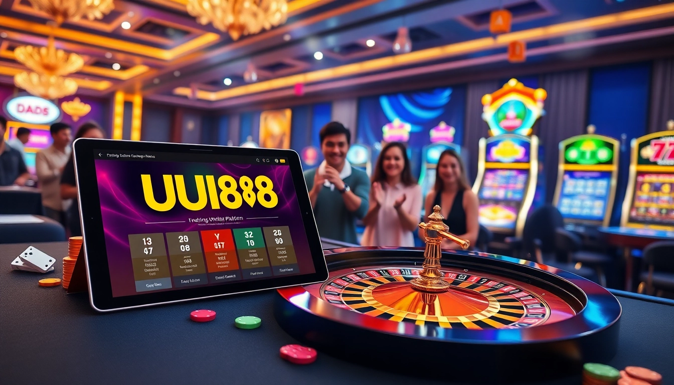 Engage with the digital gaming experience at UU88, showcasing vibrant casino tables and exciting gameplay.